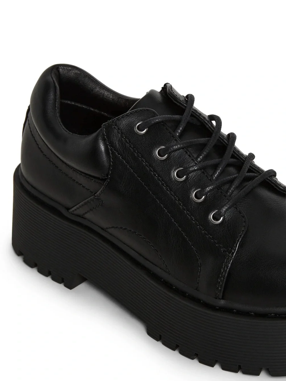 Dolls Kill Black Chunky Platform Lace-Up Shoes-SPICY REMARKS OXFORD